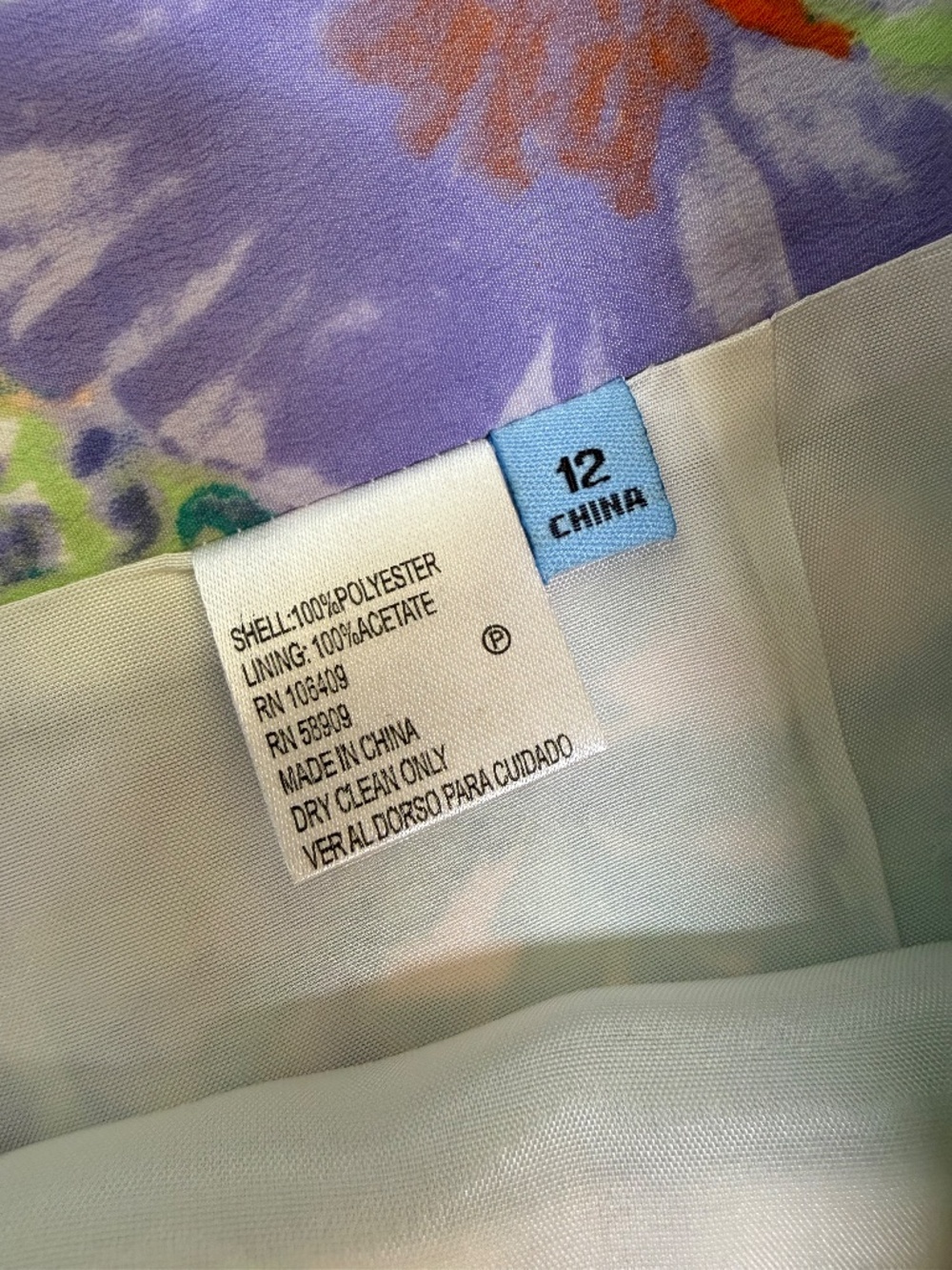 Antonio Melanie Pencil skirt , watercolor pastels green, orange, lilac, size 12 - Picture 6 of 6